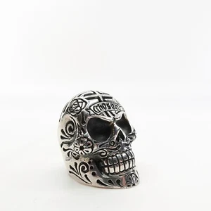 King Baby Studio Large Skull Ring Chosen Cross Detail Fine Silver .925 Size 10 - Picture 1 of 12