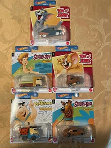 Hot Wheels Retro 2021 Tom, Jerry, Scooby-Doo, Shaggy, Flintstone Set of 5 Cars - Picture 1 of 6