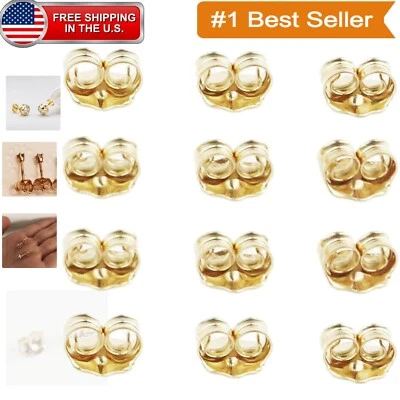 Lujosos respaldos de bloqueo de oreja de oro de 14K - Acabado pulido para aretes Foto 1 de 4