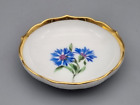 Meissen Porzellan Schale, antik, floral, Blume blau, br. Goldrand, Pfeifferzeit