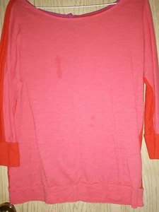 ANN TAYLOR LOFT ~ Orange Coral & Pink~ 3/4 Sleeved ~Lightwieght Top ~SIZE M  - Picture 1 of 7