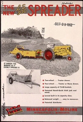1958 Minneapolis Moline LS300 Manure Spreader Dealer Brochure - Image 1 of 4