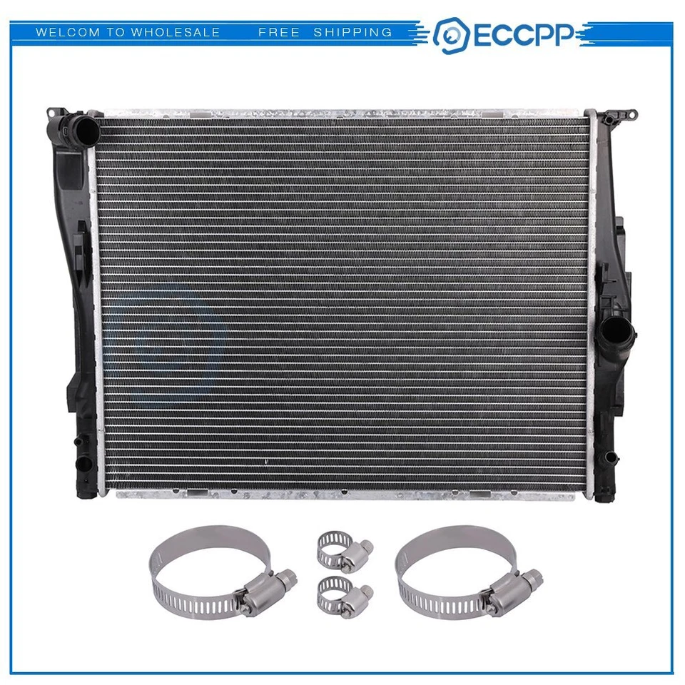 Radiador para 08-13 BMW 128i 328i 328i xDrive con kit universal de abrazaderas de manguera de aceite Foto 1 de 1