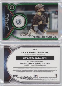 2021 Topps Tribute Stamp of Approval Relics Green /99 Fernando Tatis Jr #SOA-FTJ
