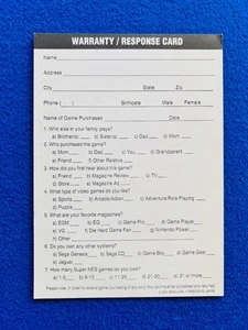 VIC TOKAI C-VIC-SNS-USA-2 SOS Super Nintendo SNES Registration Warranty Card - Picture 1 of 3