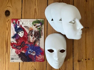 Venezianische Masken Gestaltungsset 4 Rohlinge mit Buch Dekoration Gestalten - Bild 1 von 5
