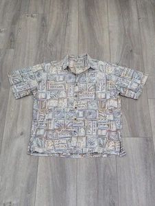 Cooke Street Hawaiian Shirt Mens Size M Floral Beige Blue - Picture 1 of 15