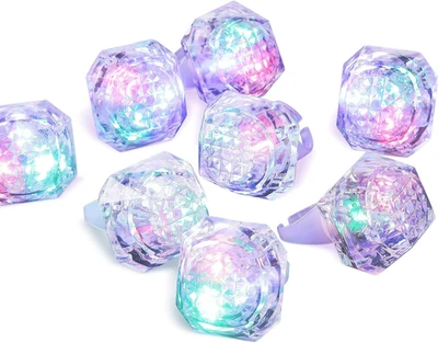 8 Piezas Anillos de Iluminación LED Favores de Despedida de Soltera Plástico Intermitente Diamante G Foto 1 de 4