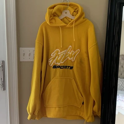Vintage Y2K FUBU Collection Spellout Hoodie Men’s M Yellow Fleece Streetwear - Image 1 of 4