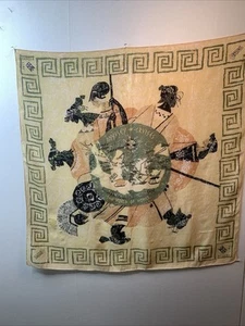 VTG Silk Greek Oceanic Greek Cruise Scarf W/Greek Key Border 30” Square - Picture 1 of 1