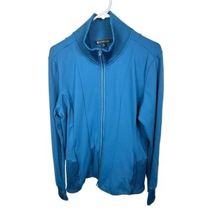 Chaqueta Athleta Mujer XL Azul Cremallera Completa Elastizada Manga Larga Cuello Simulado Mezcla de Nylon - Imagen 1 de 11