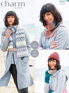 Knitting Pattern Stylecraft 9883 Lace Weight Charm Ladies Scarf, Hat, Snood - Picture 1 of 3