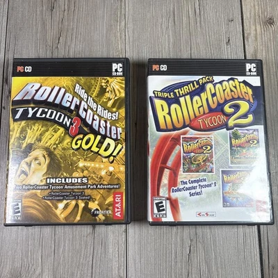 RollerCoaster Tycoon 3 Gold Edition & Tycoon 2 PC Game Lot - Image 1 of 4
