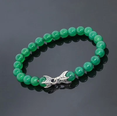 Pulsera David Yurman 8 mm Ónix Verde Plata 925 Cuentas Espirituales Hombres 8" Foto 1 de 4