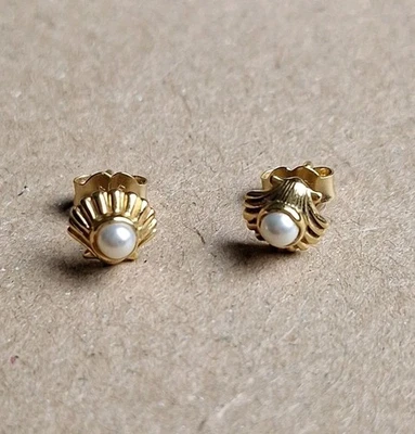 Pandora Shine Muscheln Ohrstecker mit Süßwasserperlen.  - Bild 1 von 4