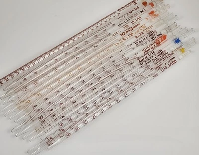 Lote de (16) pipetas serológicas volumétricas de vidrio Corning Bellco Kimax mixtas de colección Foto 1 de 4