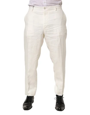 Dolce & Gabbana 白色亚麻正装男式裤子正品 — 第 1/4 张图片