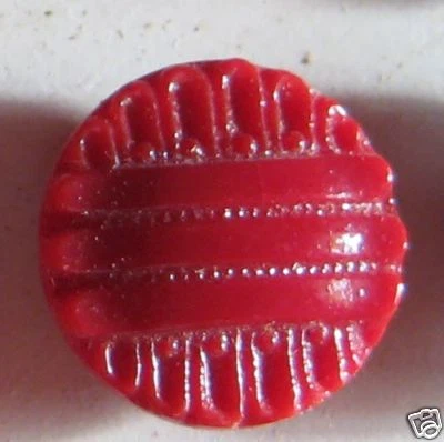 Card of 24 Vintage 1/2" Red Cadmium Glass Buttons ~Pre WWII~New/old stock - Image 1 of 3
