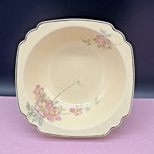 VTG Homer Laughlin WELLS 8" Square Vegetable Bowl Pink Wild Briar Rose 1930's - Picture 1 of 15