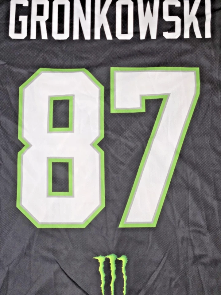 Camiseta Riddell Gronk XL Monster Rob Gronkowski # 87 Verde Blanco Negro # 3 Nueva en Paquete Foto 1 de 4