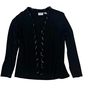 Chico's Travelers Black Sleek Wrinkle Resistant Open Front Cardigan Size 8 - Picture 1 of 5
