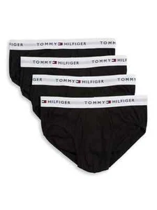 Tommy Hilfiger Four Pack Classic Cotton Briefs Men's Underwear 4 Black MSRP $46 - Picture 1 of 1