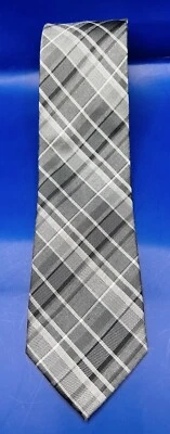 Corbata de cuello para hombre Calvin Klein patrón a cuadros blanco y negro usada en excelente estado Foto 1 de 4
