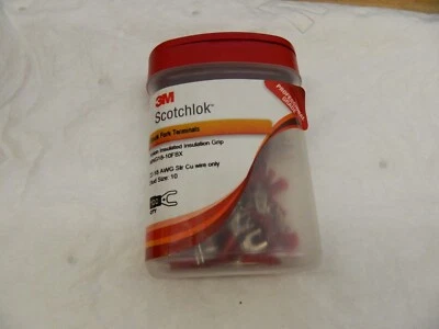 3M ForkTerminal 100pk Red Nylon #8 Stud Size 22 AWG – 18 AWG MNG18-8FLX - Image 1 of 2
