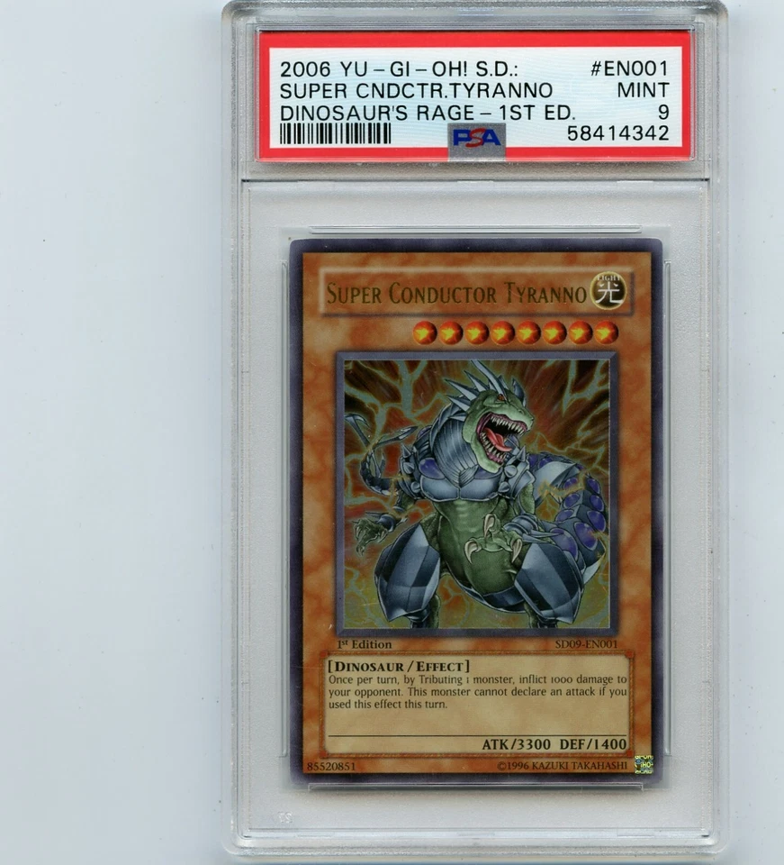 2006 YU-GI-OH! #EN001 SUPER CONDUCTOR TYRANNO "1st EDITION" - PSA 9 MINT (4342) - Image 1 of 1