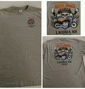 Bike week Laconia New Hampshire grey. t shirt size large 100% cotton 2012 (a14) - Picture 1 of 12