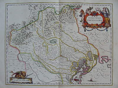 Mappa Territorio Trevigiano 1640 Veneto  Venezia Treviso Padova Belluno • 12.50€