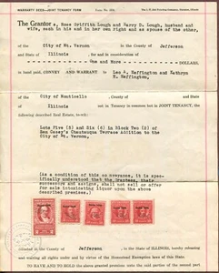 (5) 1945-46 MT VERNON ILL. US INTERNAL REVENUE DOCUMENT $2-50c-(2) 10c-5c-STAMPS - Picture 1 of 5