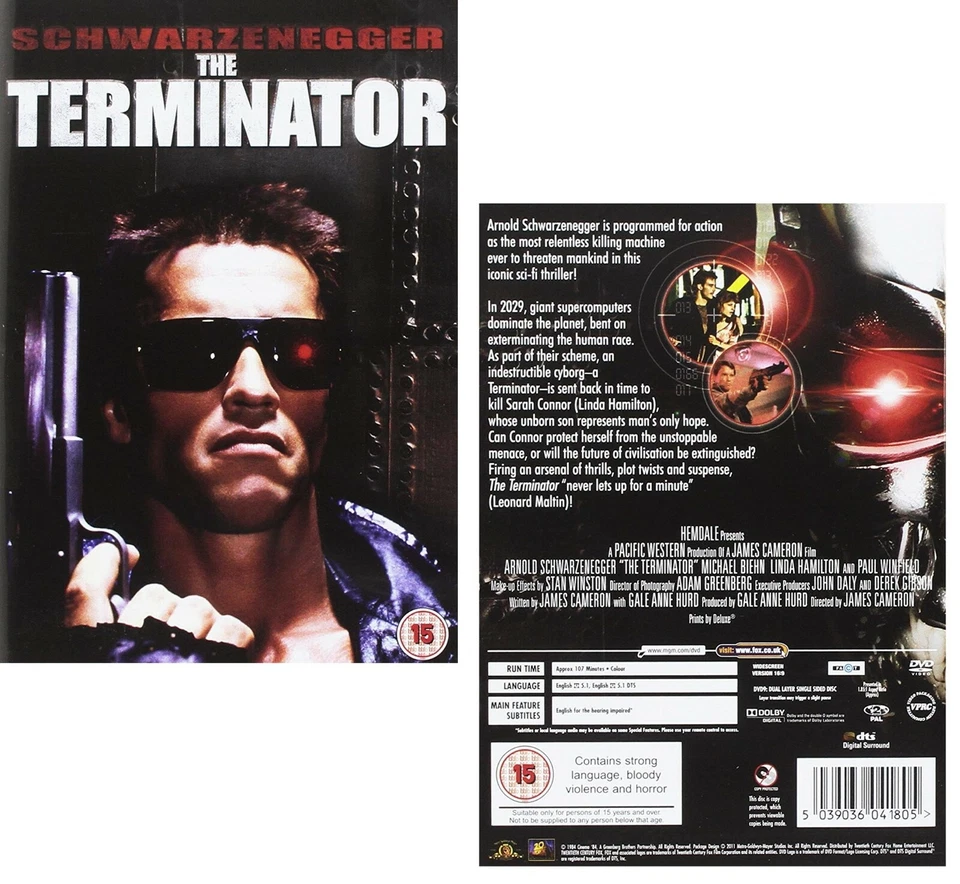 TERMINATOR 1 (1984), THE: Arnold Schwarzenegger - T-800 Original - R2 DVD not US - Image 1 of 1