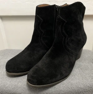 Lucky Brand Women's Western Style Ankle Boots Side Zip Size 11 Suede Black GUC - Picture 1 of 11