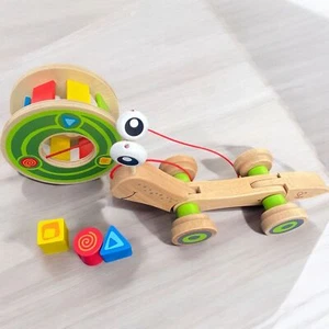 Award Winning Hape Walk-A-Long Snail Toddler Wooden Pull Toy and Shape Sorter - Picture 1 of 15