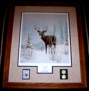 Leo Stans Ltd Edition Winter Wonder 24.5X20.5 Inches Framed & Matte/Stamp/Coins - Picture 1 of 3