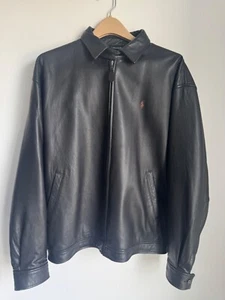 Vintage Polo Ralph Lauren Lammfell Lederjacke Karofutter Full Zip Herren L - Bild 1 von 14