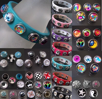VA20# Knopfarmbänder LederLook Druckknöpfe Click Button Knopf Kinder Damen Mode - Bild 1 von 3