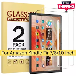 2Pack Tempered Glass Screen Protector for Amazon Fire HD 7, 8, 10 inch 2021-2023 - Picture 1 of 14