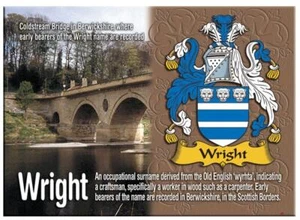 Imán metálico de recuerdo de apellido familiar inglés Wright - Imagen 1 de 2