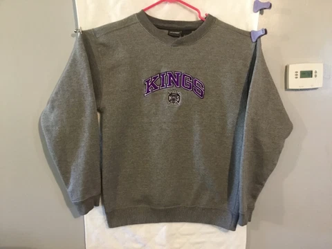 Sacramento Kings Vintage Pro Edge Embroidered Medium Gray Crewneck Sweater Cover