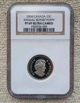 2004 NGC PF 69 ULTRA CAMEO CANADA SILVER / GOLD ANNUAL REPORT POPPY - RARE - Image 1 of 4