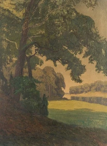 M. ZAEPER (*1872), Bewaldete Landschaft am See, um 1900, Druckerzeugnis - Picture 1 of 5