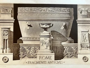 1890's ARCHITECTURAL PHOTOGRAVURE Roman Columns Large Antique Print - Picture 1 of 2