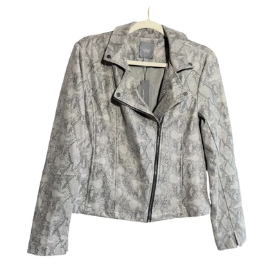 NUEVO CON ETIQUETAS Chaqueta de Motocicleta Lysse Níquel Estampado Piel de Serpiente Gris Medio Ropa de Calle Motociclista Foto 1 de 4