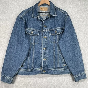 Giacca denim vintage Riders uomo L blu lavaggio scuro USA camionista western abbigliamento da lavoro - Foto 1 di 7