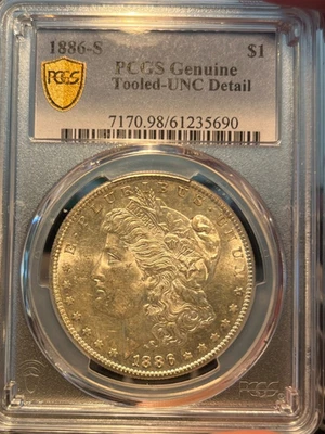 1886-S   Morgan Silver Dollar PCGS UNC details  Freshly Graded - Image 1 of 4