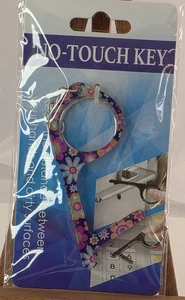 Herramienta Llavero Sin Toque Estampado Floral - Abridor de Puerta Lápiz Botón Empujador Higiene - Imagen 1 de 2