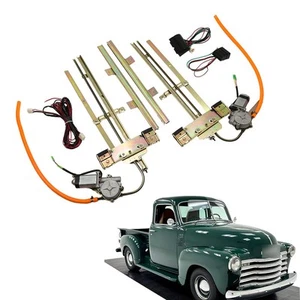 Universal 2 Door Power Window Kit w/ Flat Glass Switches Wiring Harness - Picture 1 of 16