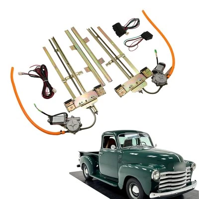 Universal 2 Door Power Window Kit w/ Flat Glass Switches Wiring Harness - Image 1 of 4
